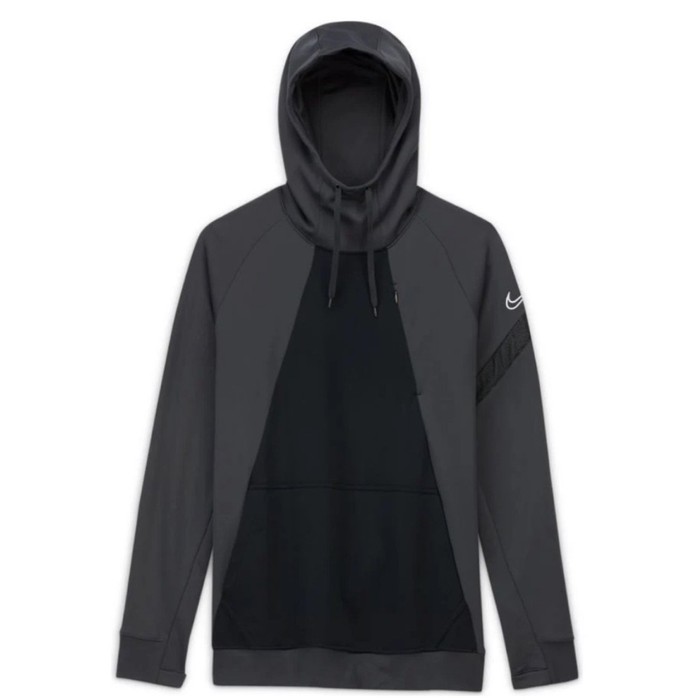 Nike DRI FIT Hoodie Mens Large Black Training Pullover Thumb Loops Zip Pocket